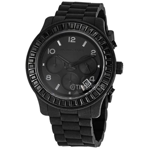 michael kors blackout silicone watch mk5395|Michael Kors Runway Silicone & Baguette Ladies Watch MK5395 .